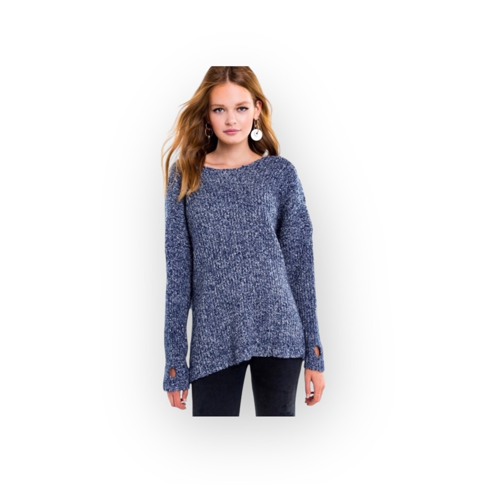 new Wildfox ❤︎ Drew Reversible Chunky Knit Oversized Sweater ❤︎ Galaxy Blue ❤︎ M - Picture 5 of 16